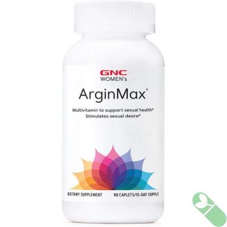 "90-caplet bottle of GNC Women's ArginMax sexual wellness supplement with energy and libido benefits"

