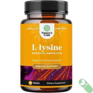 "Close-up of Nature's Craft L-Lysine tablets"
