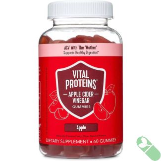 "Vital Proteins Apple Cider Vinegar Gummies packaging emphasizing gluten-free and dairy-free claims"