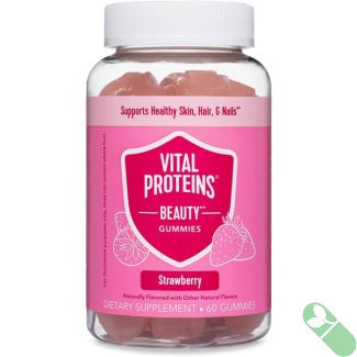 Vital Proteins Beauty Gummies supplement facts panel with biotin, vitamin C, and zinc