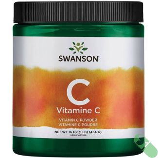 "Swanson Vitamin C Powder Immune System Support Supplement – 16 oz packaging emphasizing immune support benefits."

