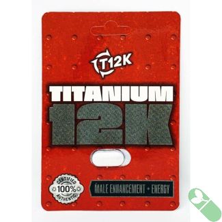 "Titanium 12K male enhancement energy supplement pill with red card packaging"