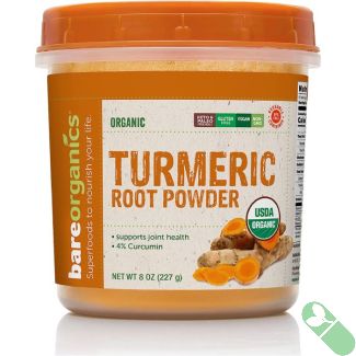 Turmeric Root Powder 8 Oz Joint Health Support Vegan BareOrganics