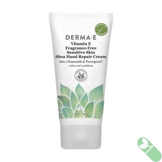 "Front view of Vitamin E Fragrance Free Sensitive Skin Shea Hand Repair Cream 2 oz tube"

