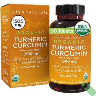 Viva Naturals Organic Turmeric Curcumin 1500mg Heart Health 90 Caps