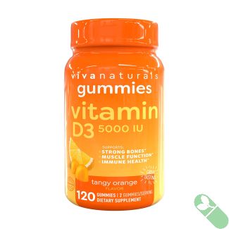 High Potency Vitamin D3 5000 IU Gummies by Viva Naturals for Immune Support
