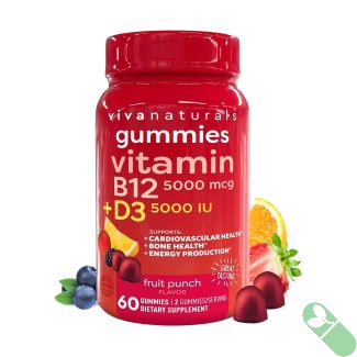 Viva Naturals Vitamin D3 and B12 Immune Support Gummies