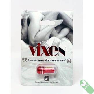 Vixen Female Sensual Enhancement 3500mg red pill blister packaging with logo

