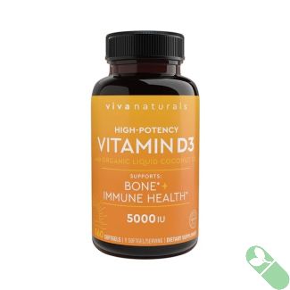 High Potency Vitamin D3 5000 IU Gummies by Viva Naturals for Immune Support