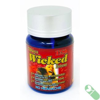 "Triple Extreme Wicked 1750mg male sexual enhancement bottle with 3 capsules"

