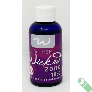 "Wicked Zone 1850 Shot female libido enhancer 1 oz bottle front label"

