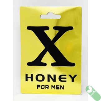 Front packaging of X 10000 Honey male enhancement sachet with bold black and yellow design

