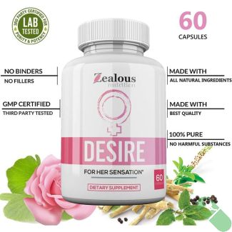 Back label of Zealous Desire showing ingredients and warnings

