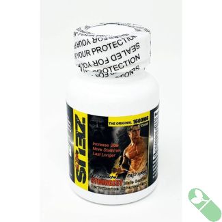 "Zeus 1600mg male enhancement pill bottle with white cap and yellow label"


