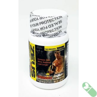 "Zeus Plus 1600mg male enhancement bottle with white cap and yellow label"