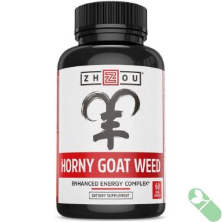 "Herbal blend of tribulus, maca, and horny goat weed in Zhou Horny Goat Weed Extract Enhanced Energy Complex"

