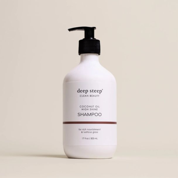 Deep Steep Coconut Oil High Shine Shampoo 17 fl oz bottle for glossy hair care