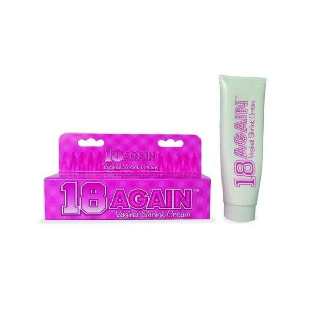 "18 Again Vaginal Shrink Cream 1.5oz bottle with label showing product name"