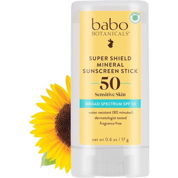 Natural fragrance sunscreen by Babo Botanicals in travel-friendly squeeze tube packaging