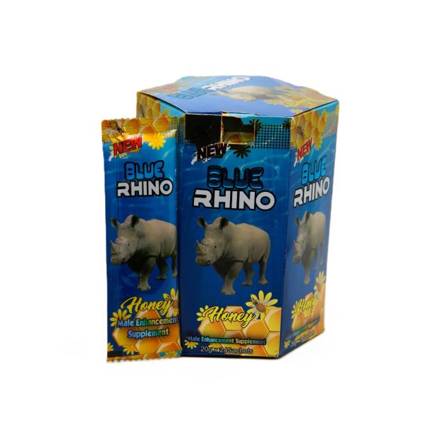 Blue Rhino Honey male enhancement supplement sachet displayed beside product box