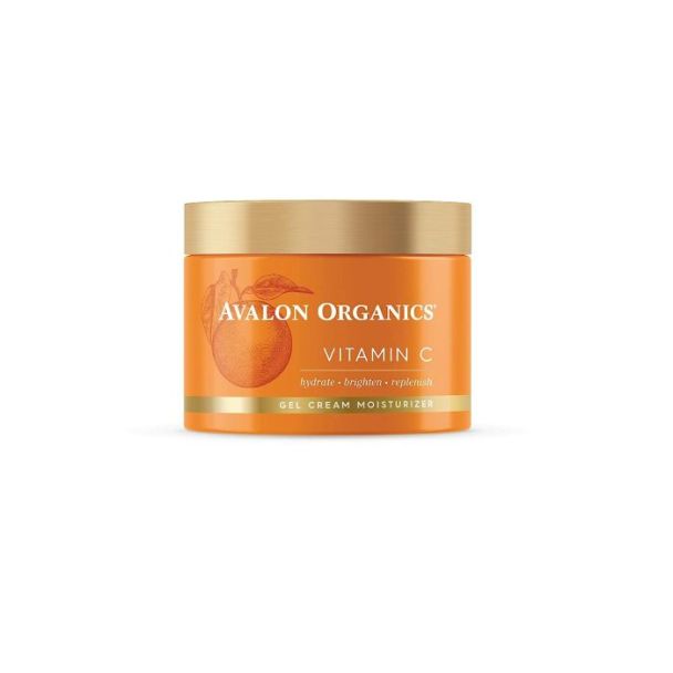 "Top view of Avalon Organics Vitamin C Gel Cream Moisturizer showing the product's texture."

