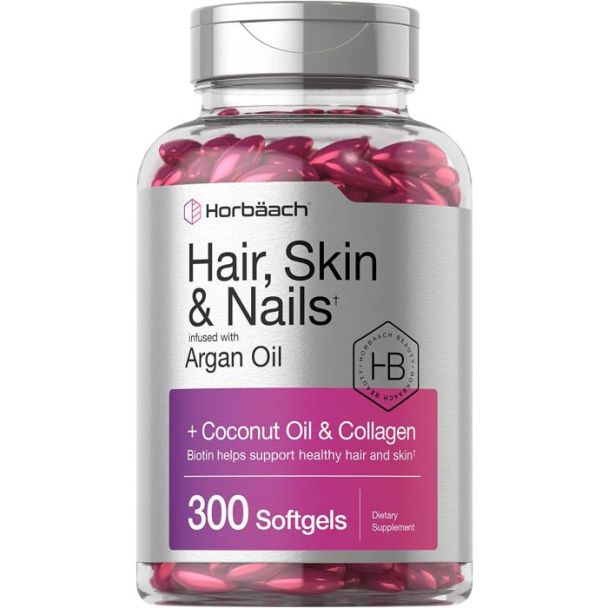 horbaach-hair-skin-nails-argan-coconut-collagen-300-softgels