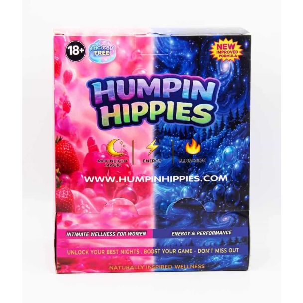 Humpin Hippies male and female gummies Supplement Facts label