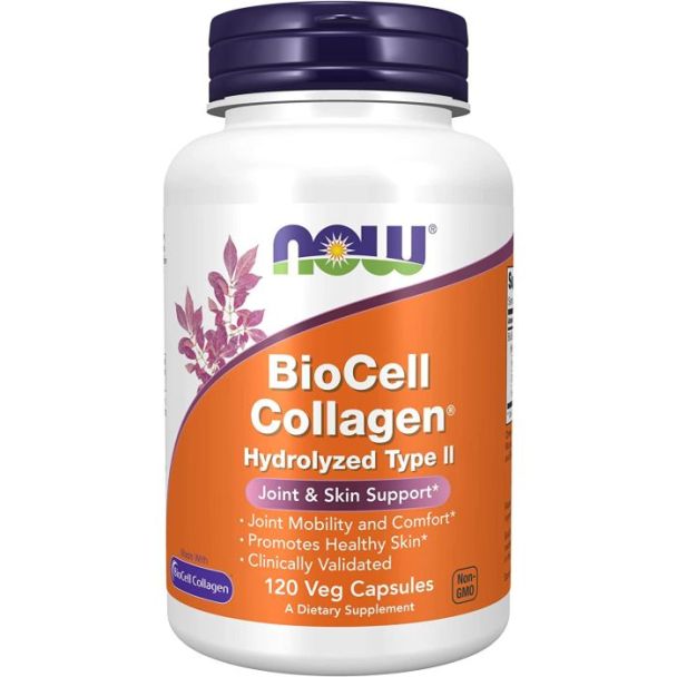now foods biocell collagen hydrolyzed type ii capsule closeup

