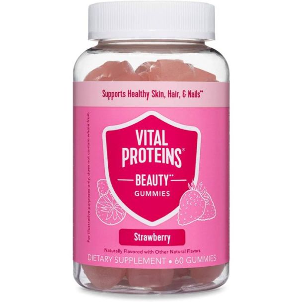 Vital Proteins Beauty Gummies supplement facts panel with biotin, vitamin C, and zinc