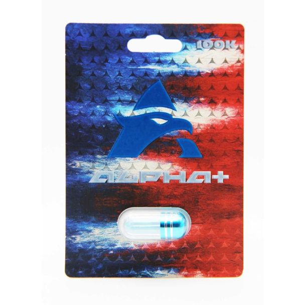 Alpha+ 100K Natural Formula Male Enhancement Capsules front blister pack