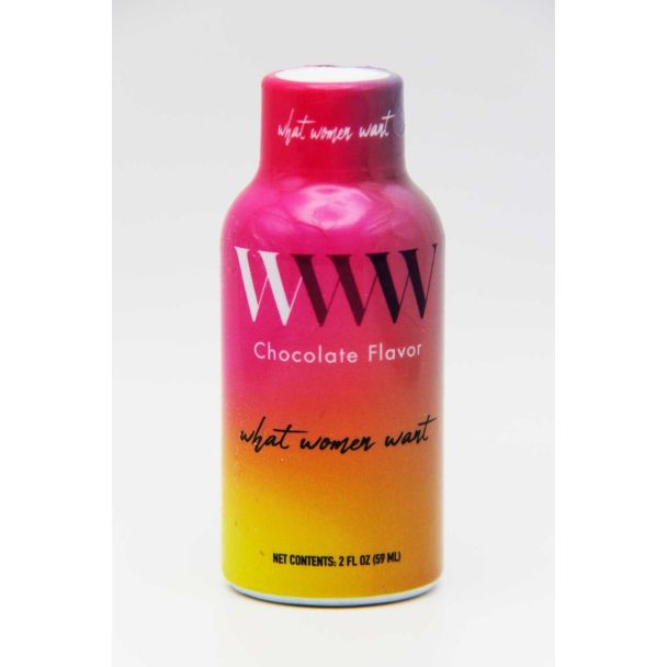 WWW chocolate flavor liquid supplement bottle front view