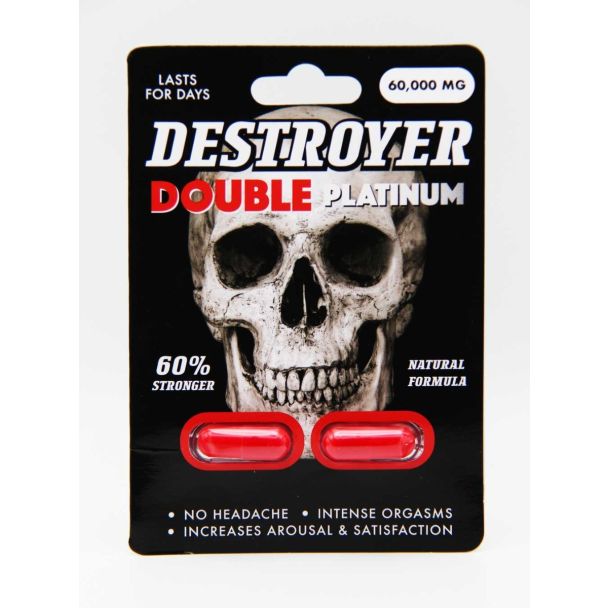 Destroyer Double Platinum male enhancement capsules packaging front view