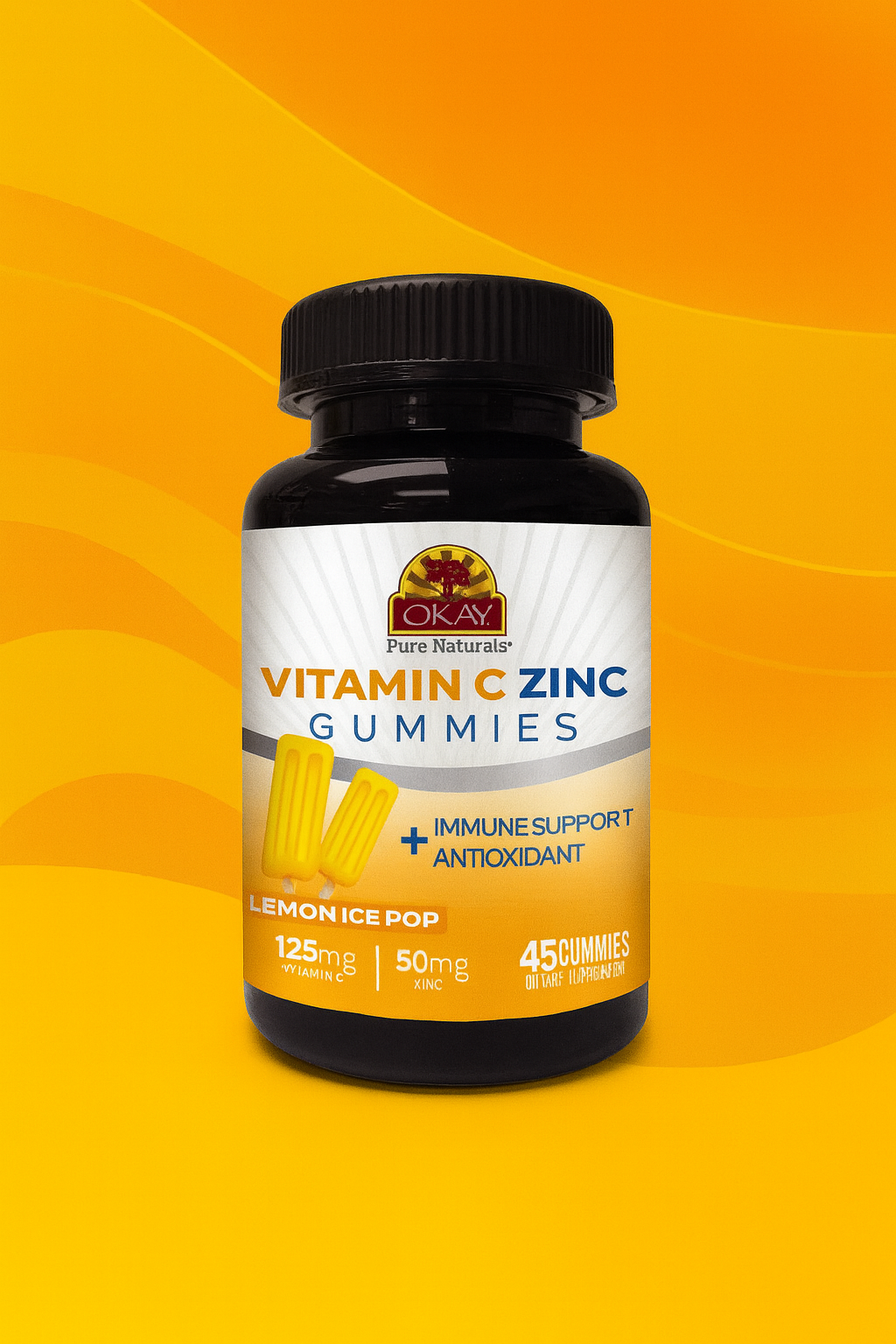 OKAY Antioxidant Gummies Review — Vitamin C + Zinc (45 ct, Lemon Pop)