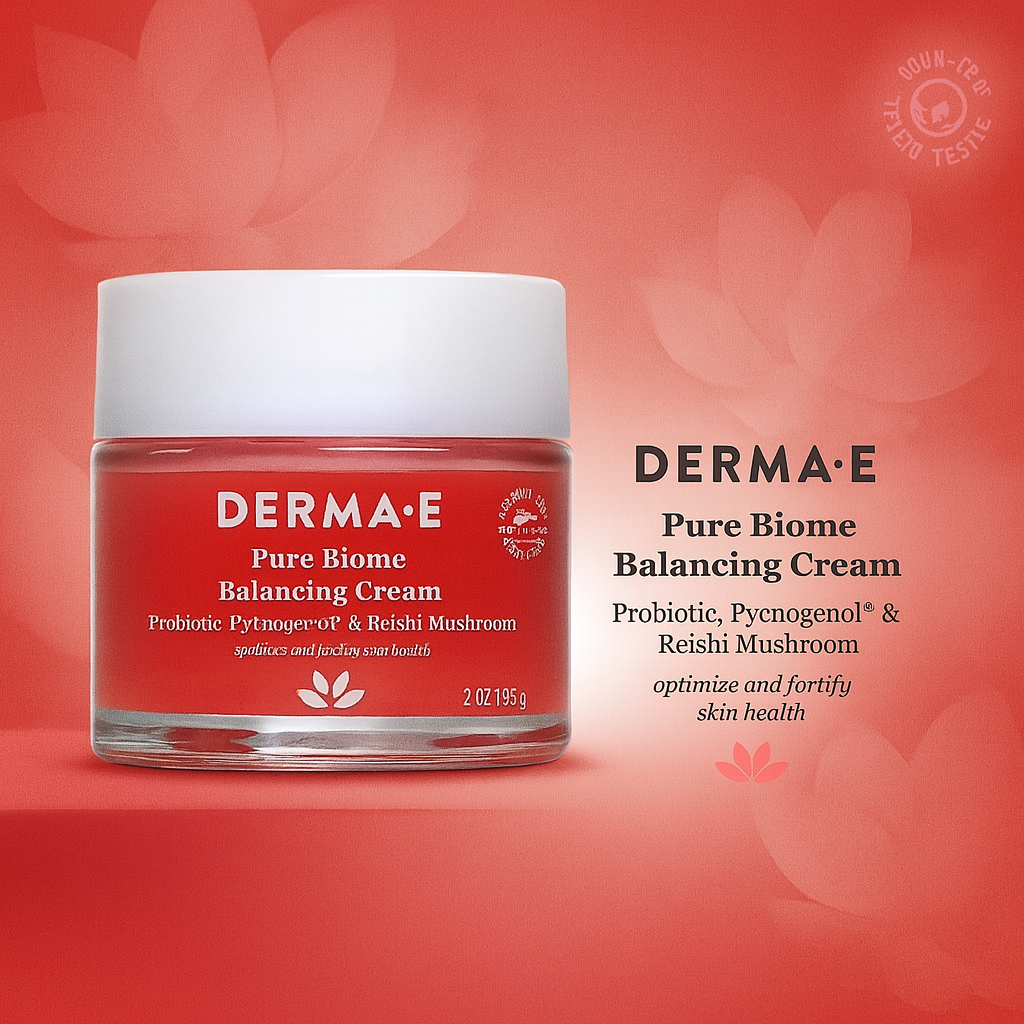 DERMA E Pure Biome Balancing Cream with Probiotics Review — Calming Care for Sensitive Skin