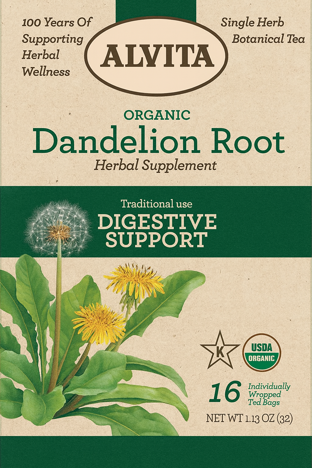 Alvita® Organic Dandelion Root Tea — Digestive Support (16 Tea Bags) Review & Guide