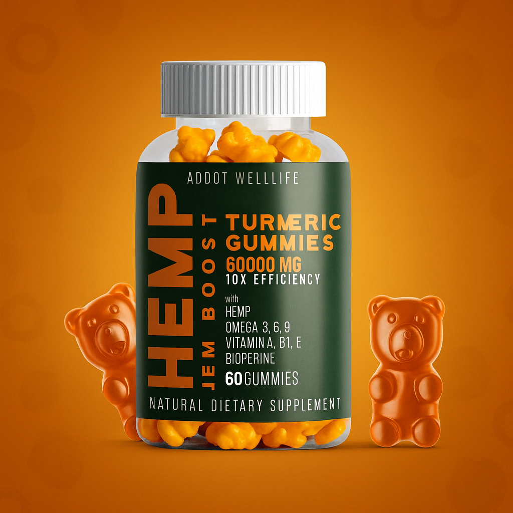 Addot WellLife Turmeric Hemp Gummies – Vegan Support for Joints, Mood & Immunity