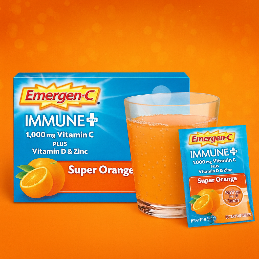 Emergen-C Immune+ Review: 1000 mg Vitamin C Super Orange (30 Packets)