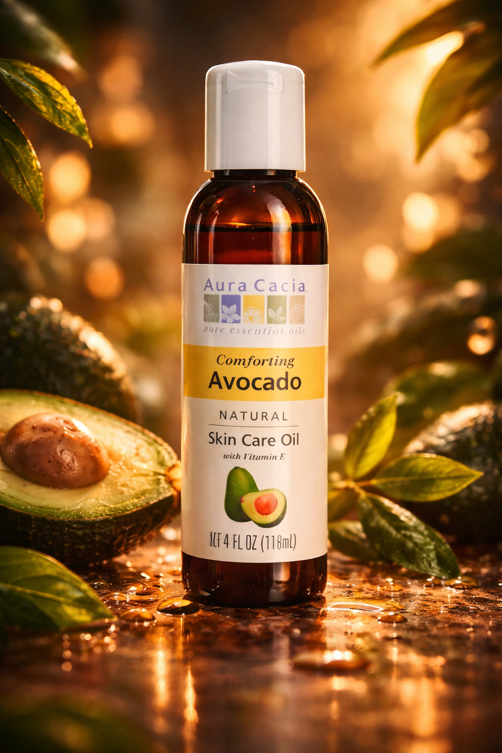 Aura Cacia Avocado Comforting Skin Care Oil with Vitamin E – Deep Nourishment for Dry, Sensitive Skin