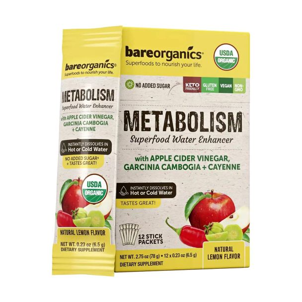 BareOrganics Metabolism Superfood Water Enhancer Review — ACV & Cayenne for Metabolism Boost